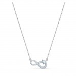 S6 SWAROVSKI INFINITY NECKLACE, WHITE, RHODIUM PLATED - 38/0.9x1.8 cm