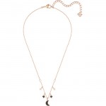 S5 SWAROVSKI DUO MOON NECKLACE, BLACK, ROSE GOLD PLATING