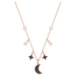 S15 Swarovski Symbolic necklace  月亮與星星, 黑色, 鍍玫瑰金色