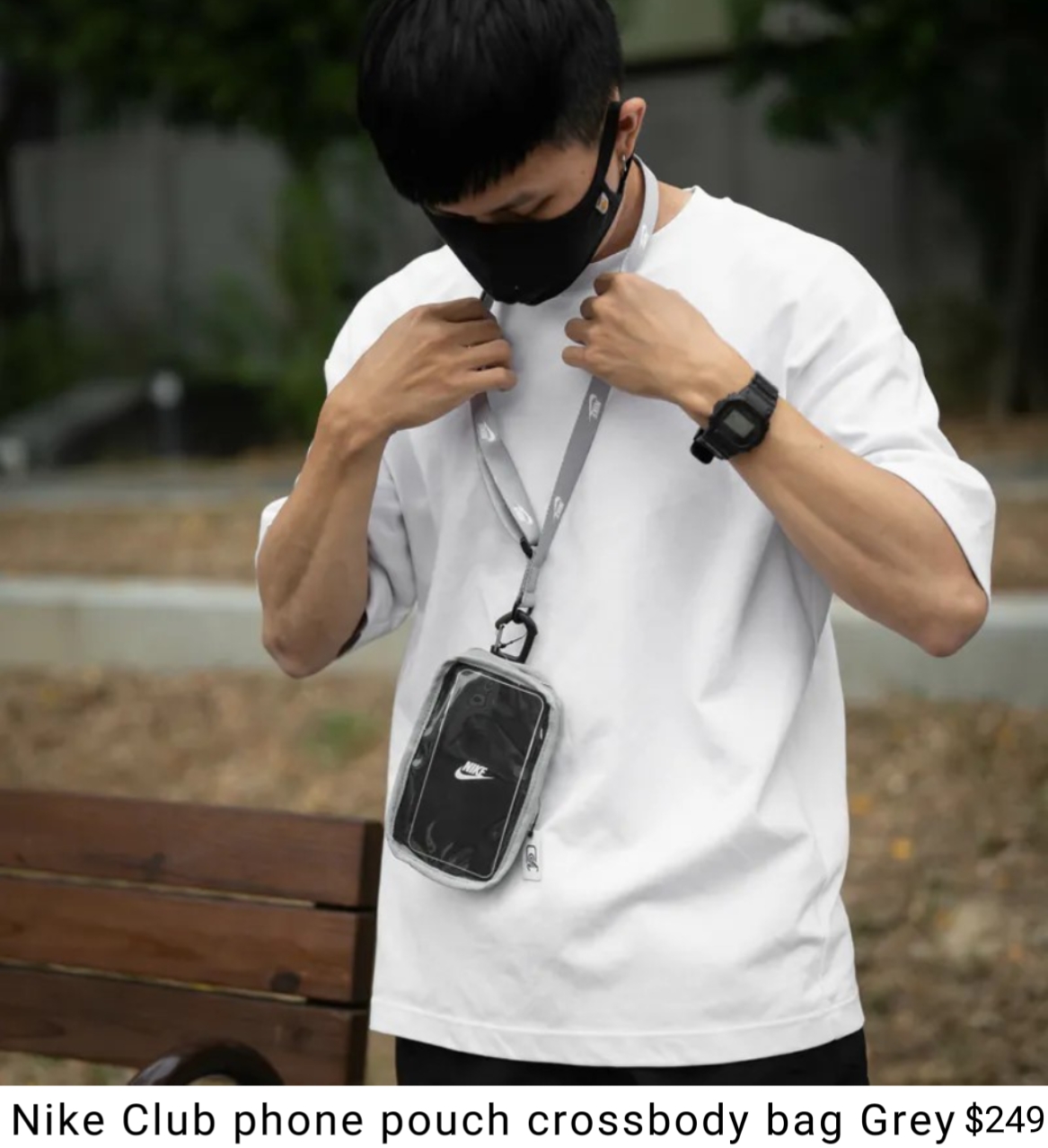 Nike Club phone pouch crossbody bag Grey