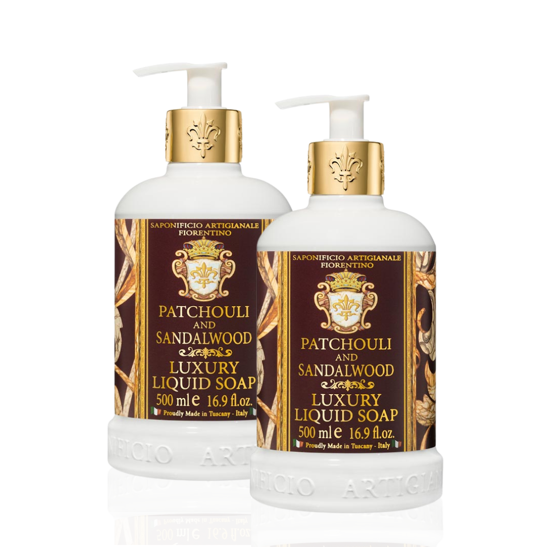 【黃金奢華系列】100% 蔬菜廣藿香和檀香有機沐浴露 (兩支裝)