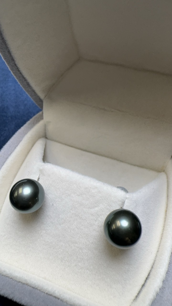 F8 大溪地 9-9.5mm K14 耳環 帶真科研小卡證書